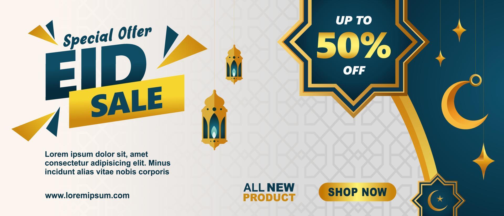 Eid Festival Offer Banner Design Template. Suitable for Web Header, Banner Design and Online Advertising. vector