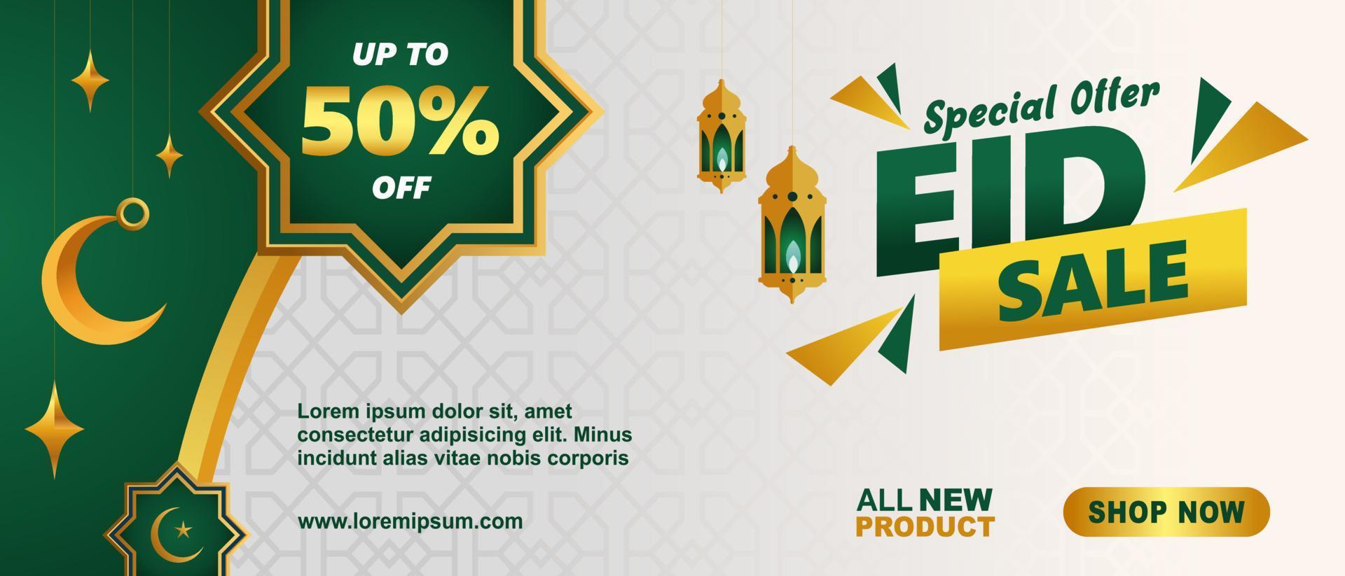 Eid Festival Offer Banner Design Template. Suitable for Web Header, Banner Design and Online Advertising. vector