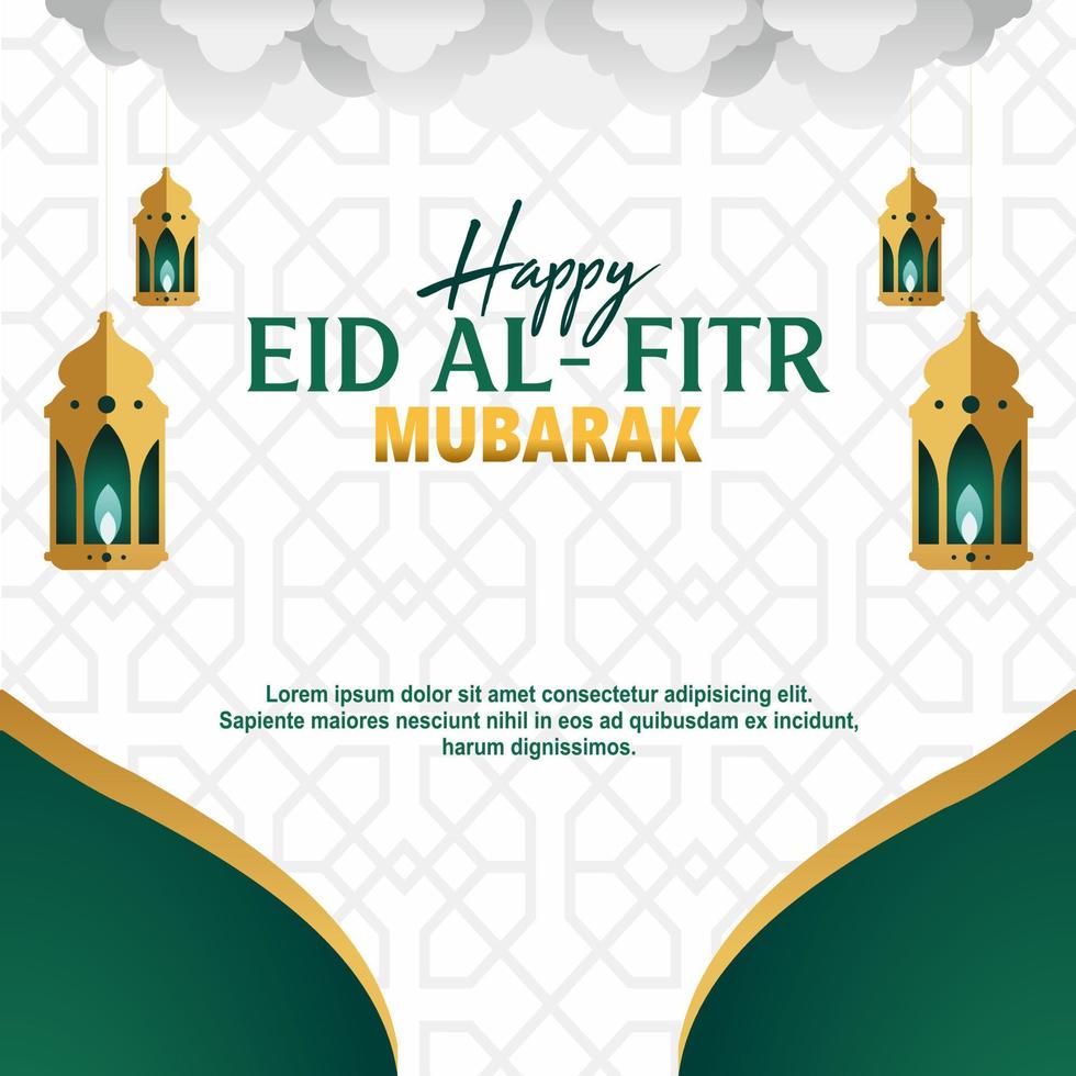 Eid Mubarak Square Banner Template. Vector illustration suitable for  Greeting Cards, Social Media Post, Posters, Event, and etc.