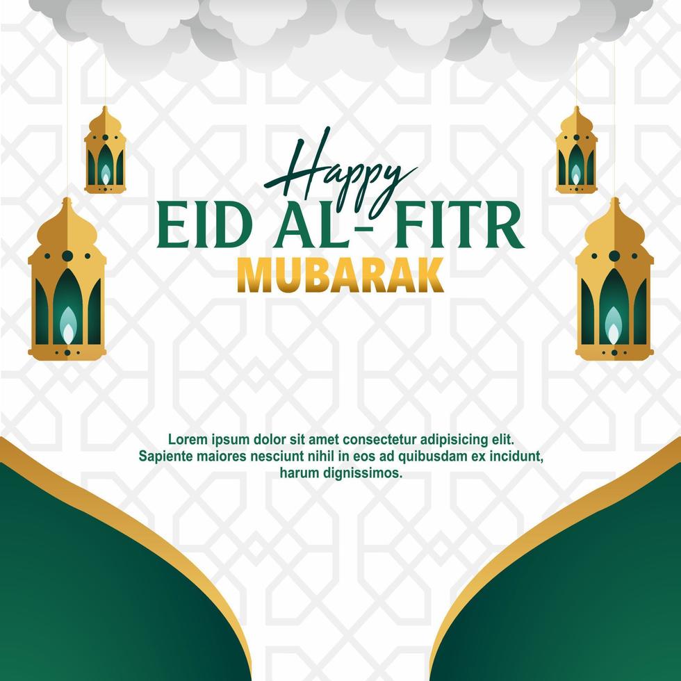 Eid Mubarak Square Banner Template. Vector illustration suitable for  Greeting Cards, Social Media Post, Posters, Event, and etc.