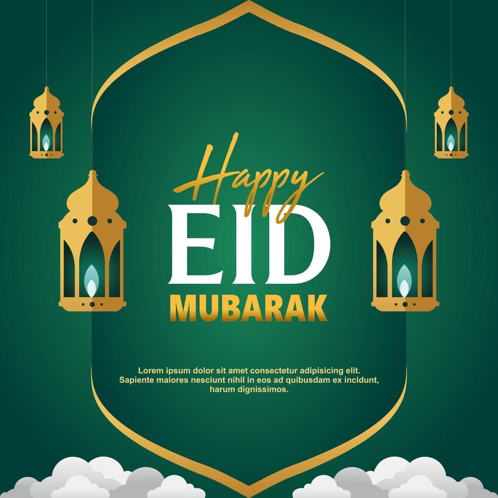 Eid Mubarak Square Banner Template. Vector illustration suitable for  Greeting Cards, Social Media Post, Posters, Event, and etc.