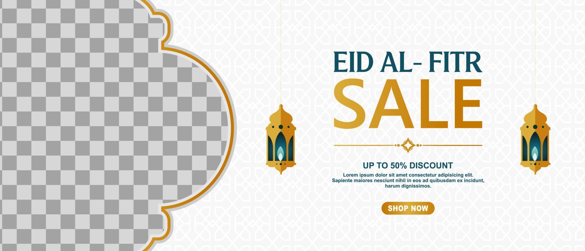 Eid Festival Offer Banner Design Template with photo collage. Suitable for Web Header, Banner Design and Online Advertising. vector
