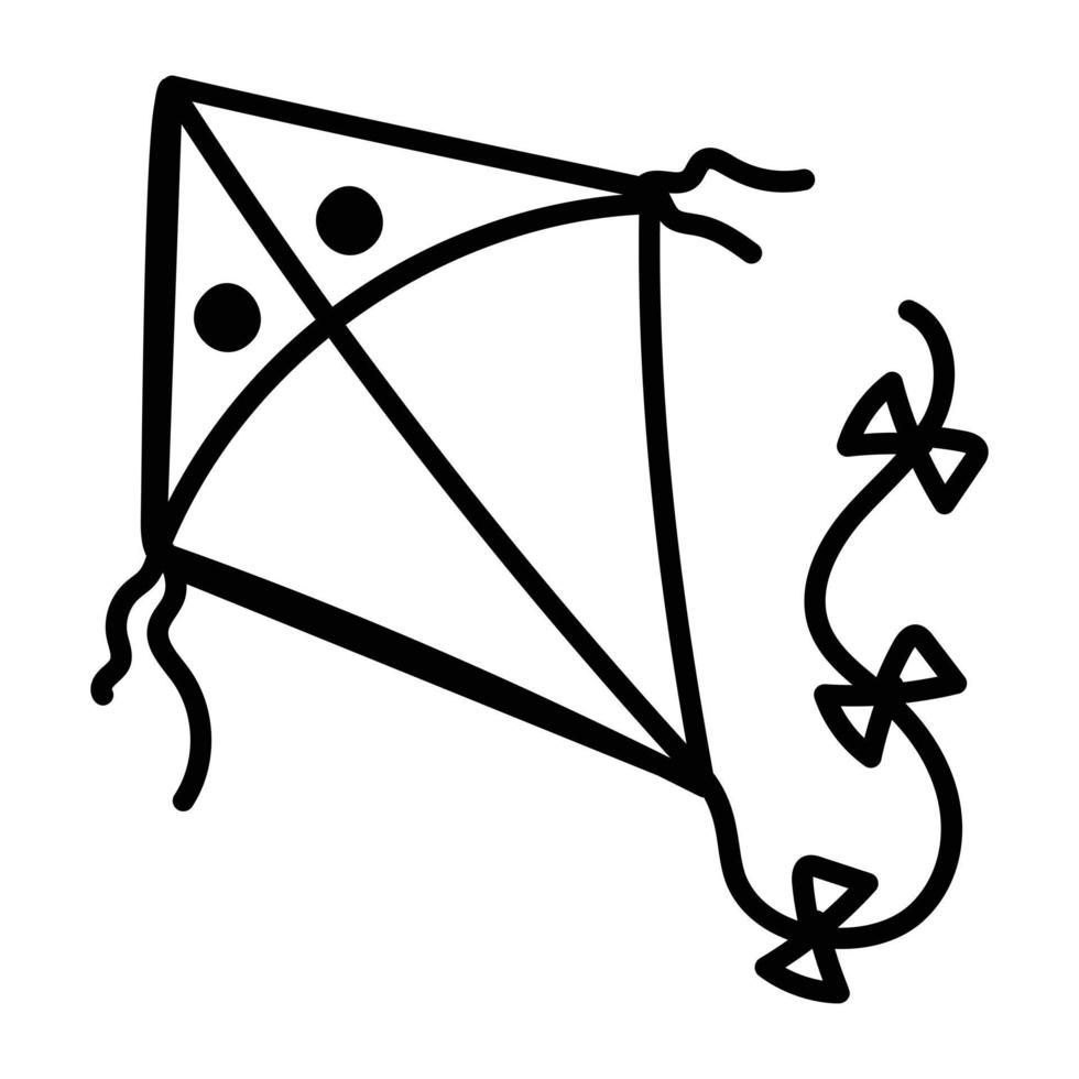Outdoor activity, doodle icon of kite vector
