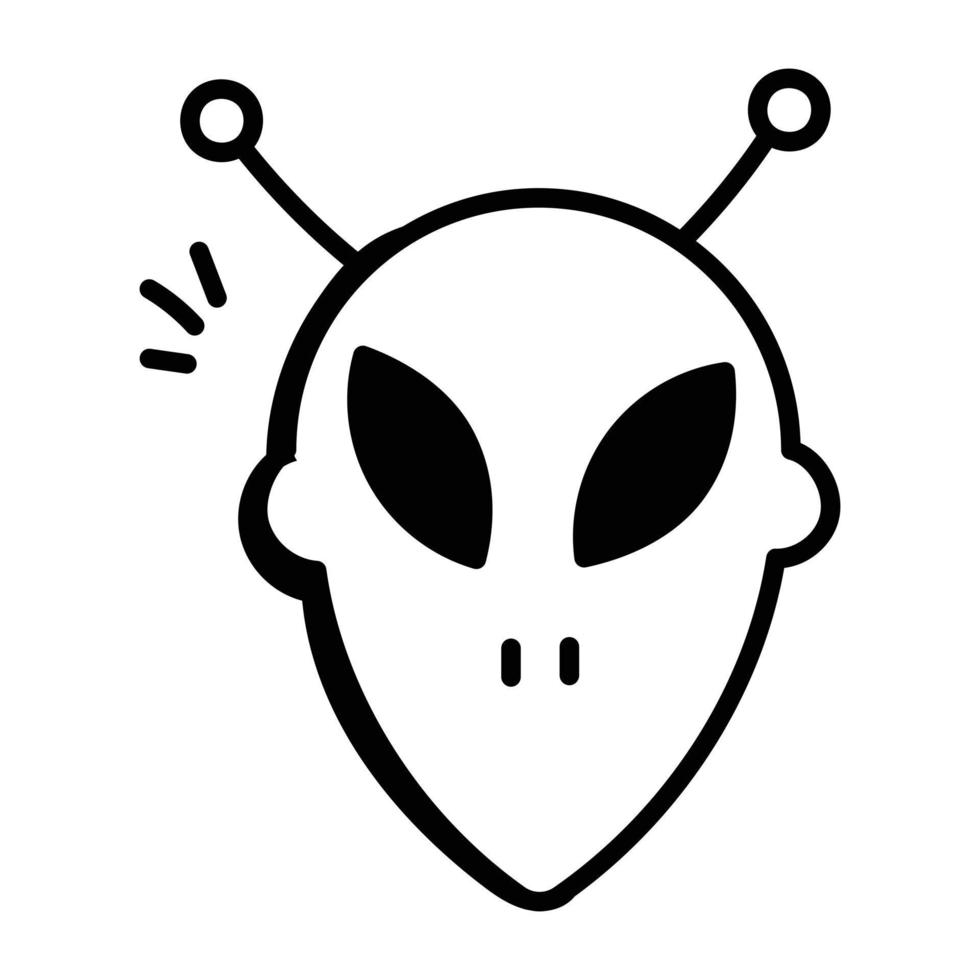 Space creature, hand drawn icon of alien vector