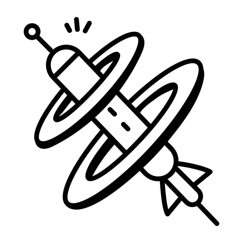 An editable hand drawn icon of spy satellite vector