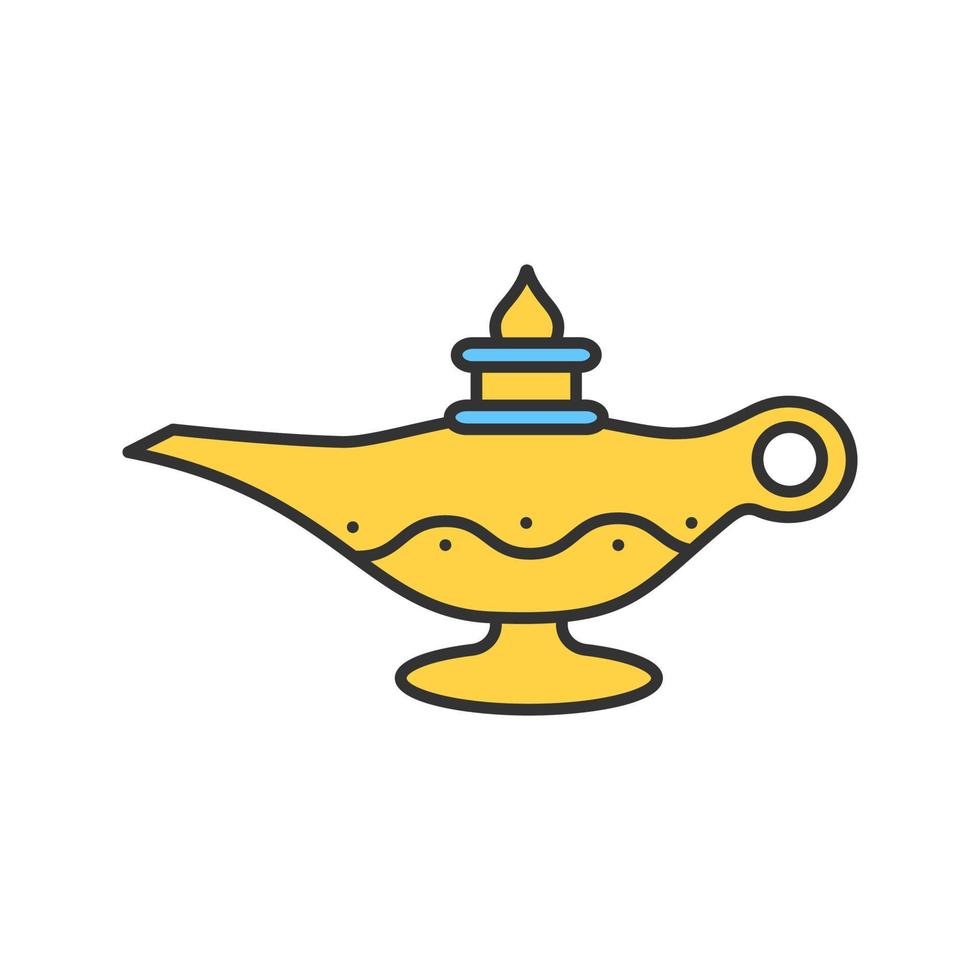 Islamic oil lamp color icon. Islamic culture. Magic lamp. Isolated vector illustration