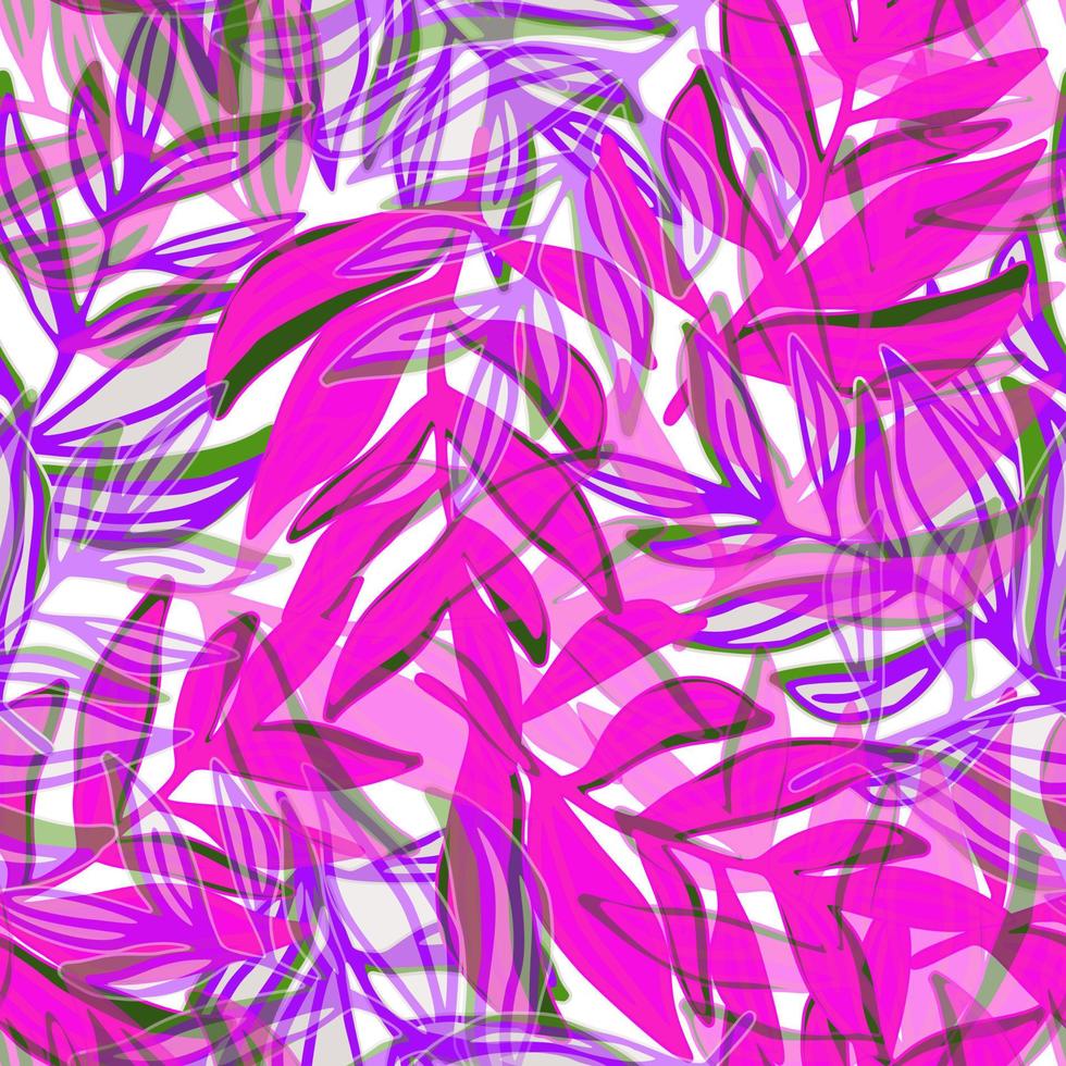 Creative pink jungle leaf seamless pattern. Tropical pattern, palm leaves seamless. Exotic plant backdrop. Botanical floral background. vector