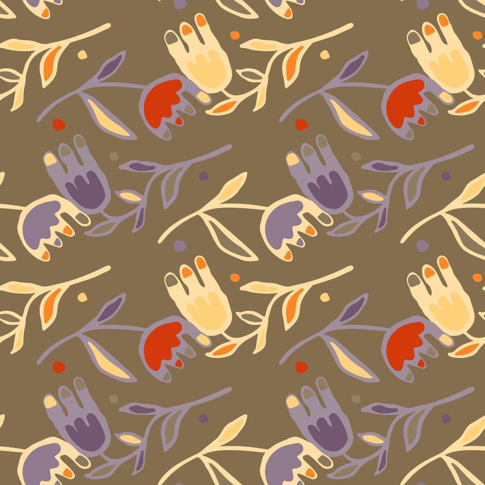 Creative flower seamless pattern. Folk floral wallpaper. vector