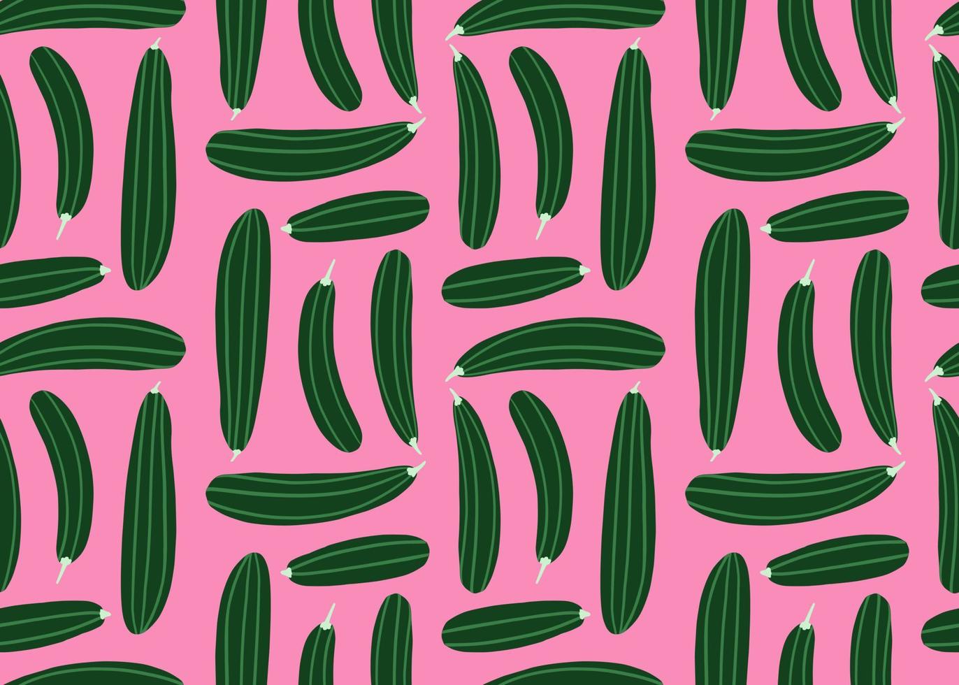 Seamless pattern with zucchini on pink background. Green courgette wallpaper. Creative vegetables endless wallpaper. vector