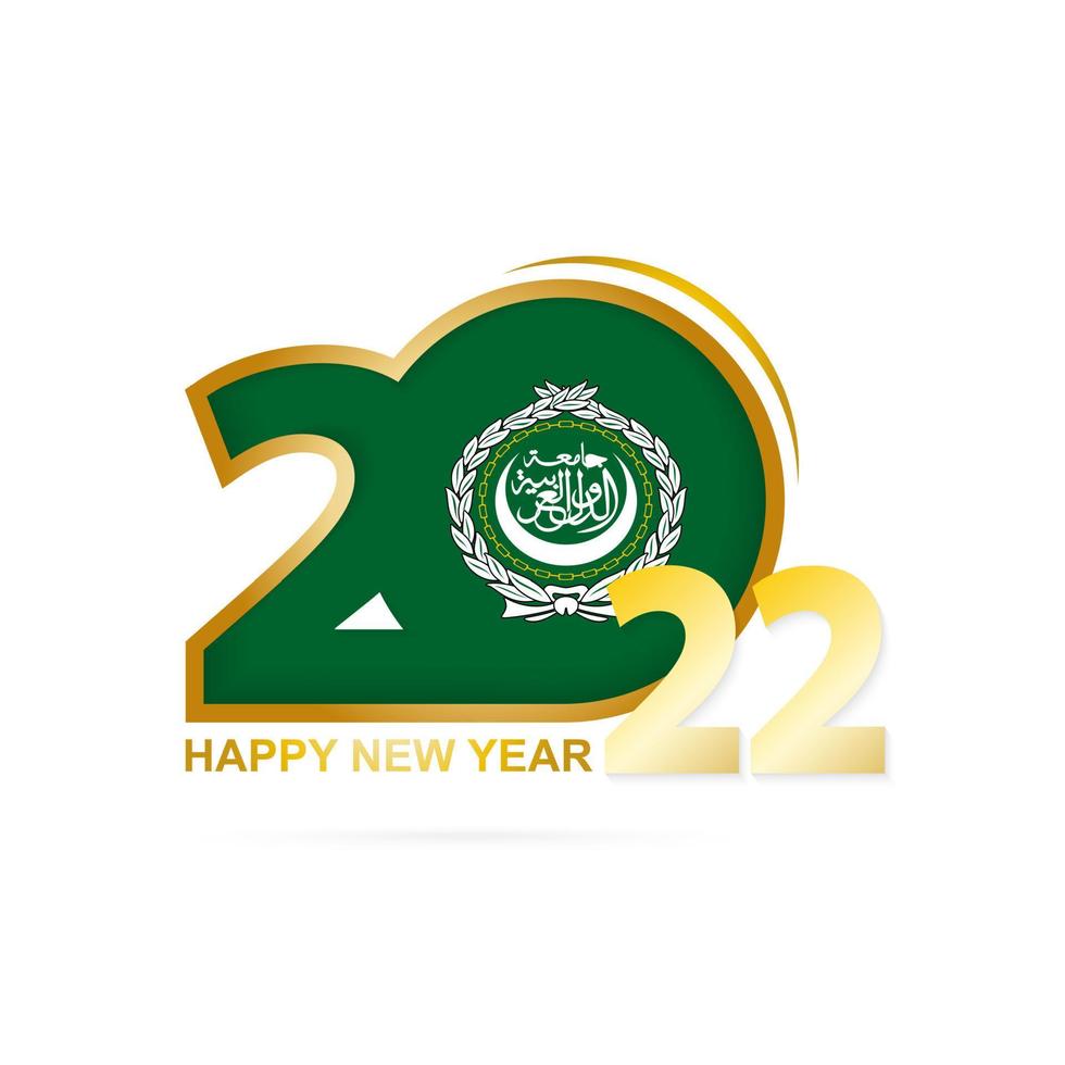 Year 2022 with Arab League Flag pattern. Happy New Year Design. vector