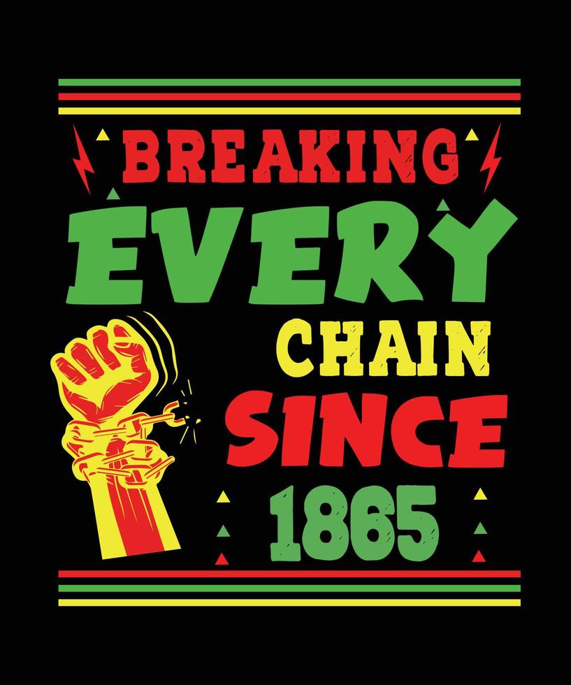 breaking every chain since 1865. Black history month t-shirt design vector