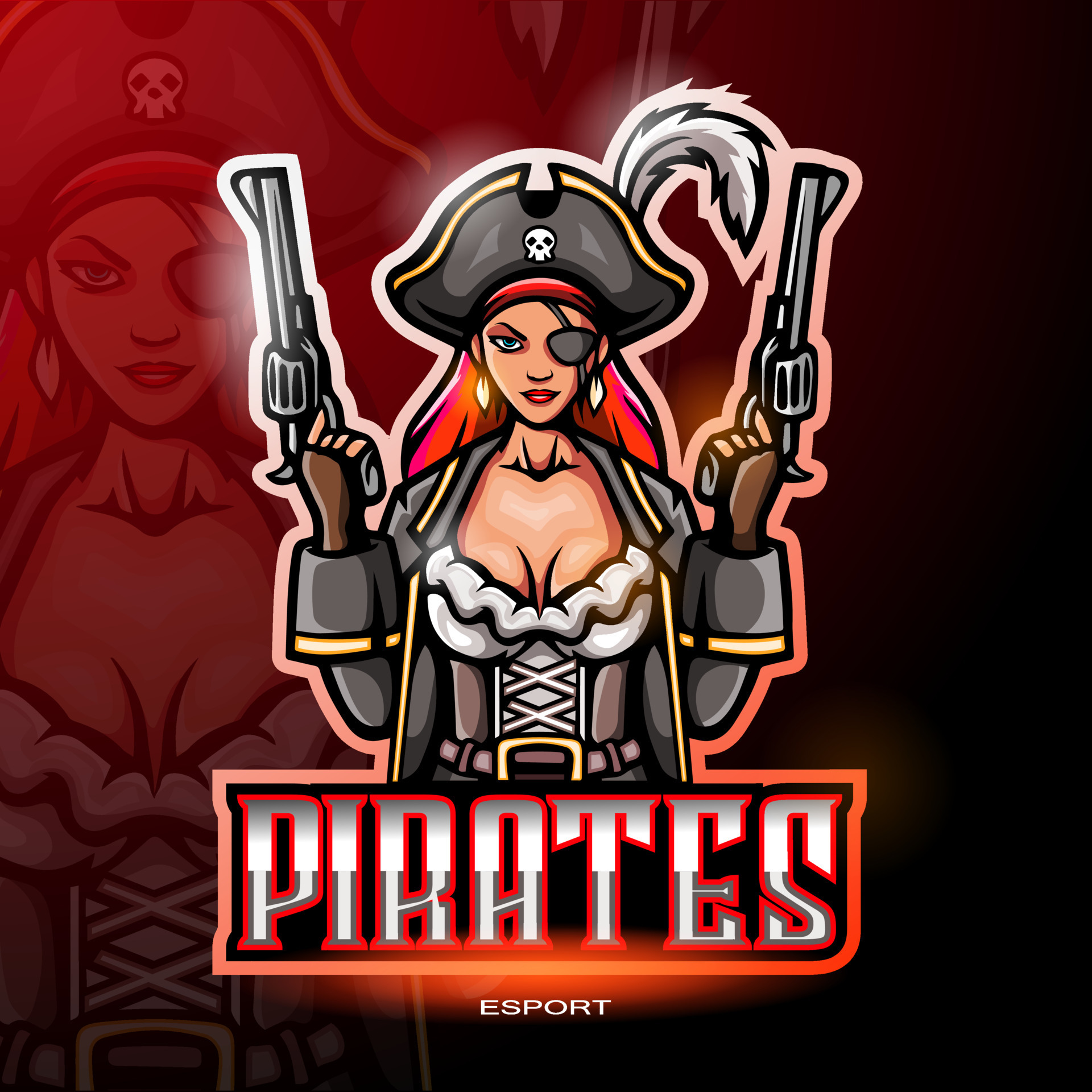 Premium Vector  Pirate esport mascot logo design