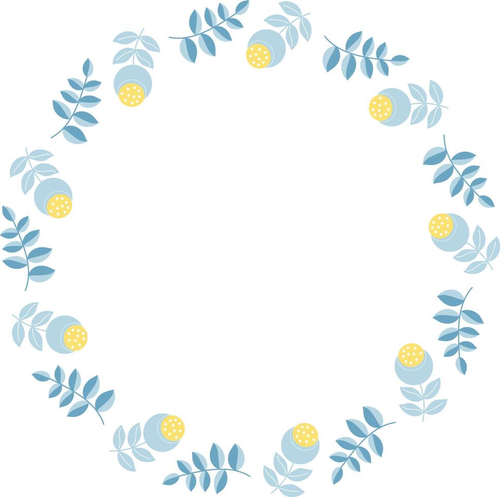 Round frame with flowers. Vector illustration. Round frame for decor, design, print, napkins