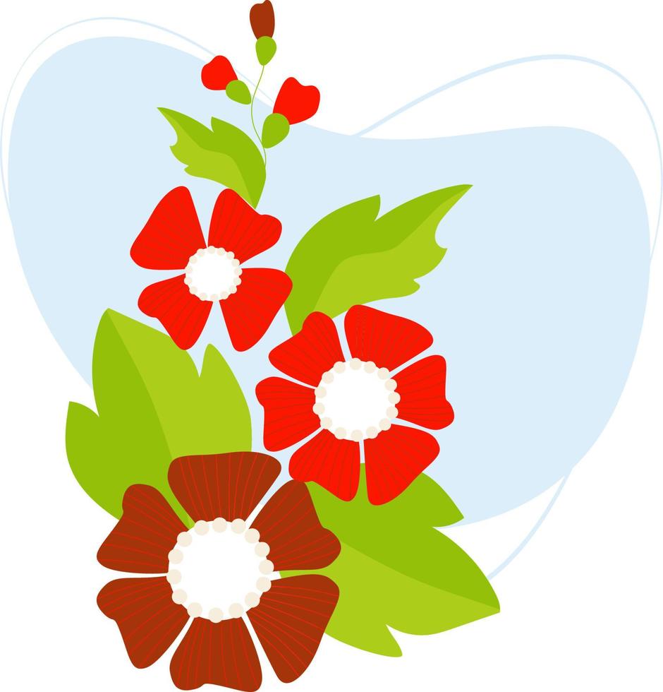 hermosa flor roja. ilustración vectorial para diseño, postales, decoración y decoración, impresión vector