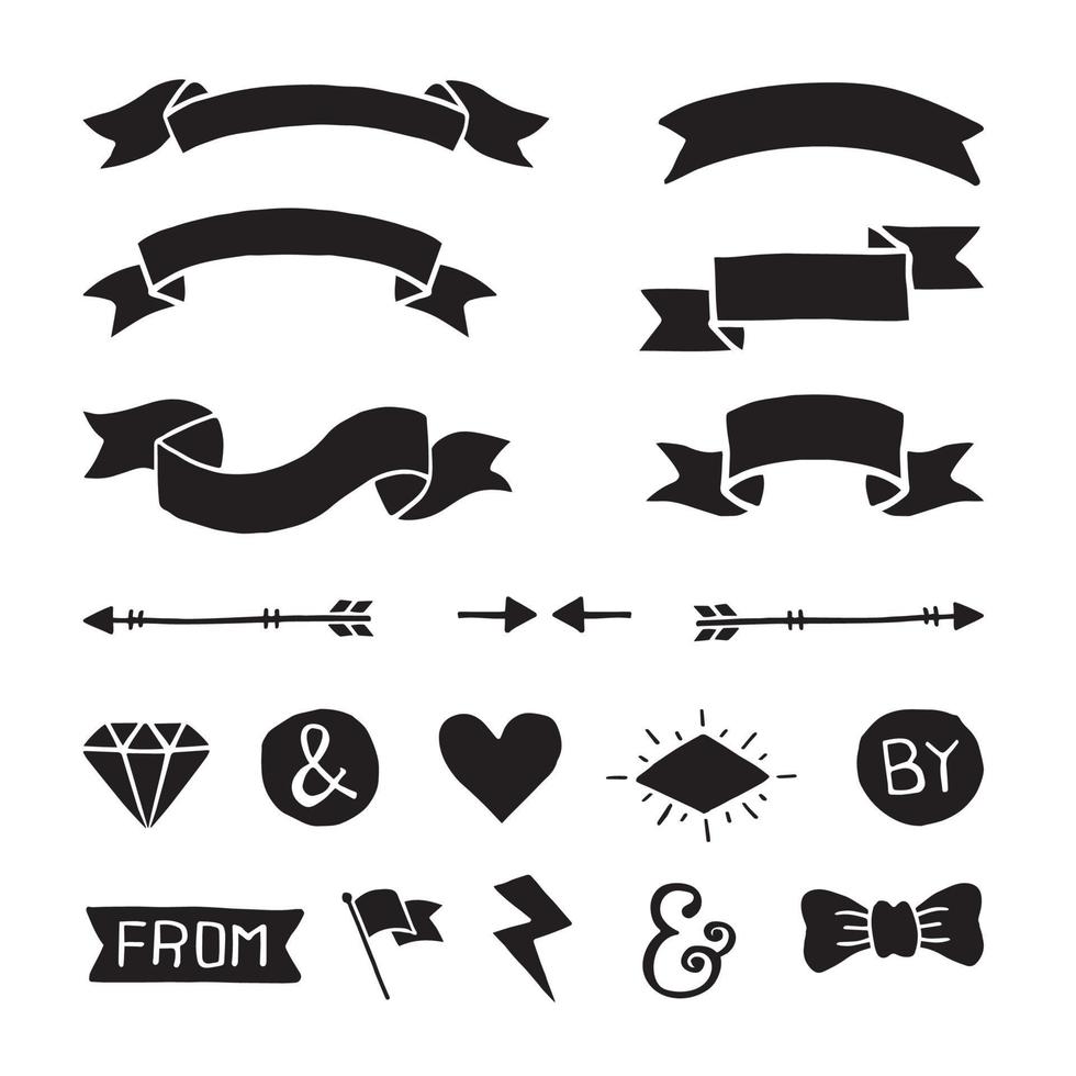 hand drawn ribbon vector