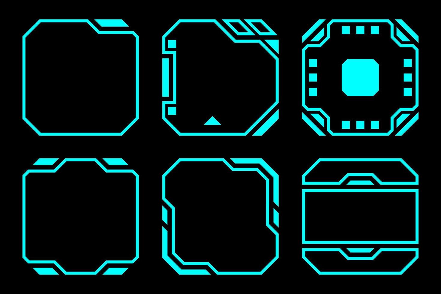 conjunto de marco de contorno de forma geométrica azul abstracto diseño de vector hud de interfaz de futuro de tecnología moderna.