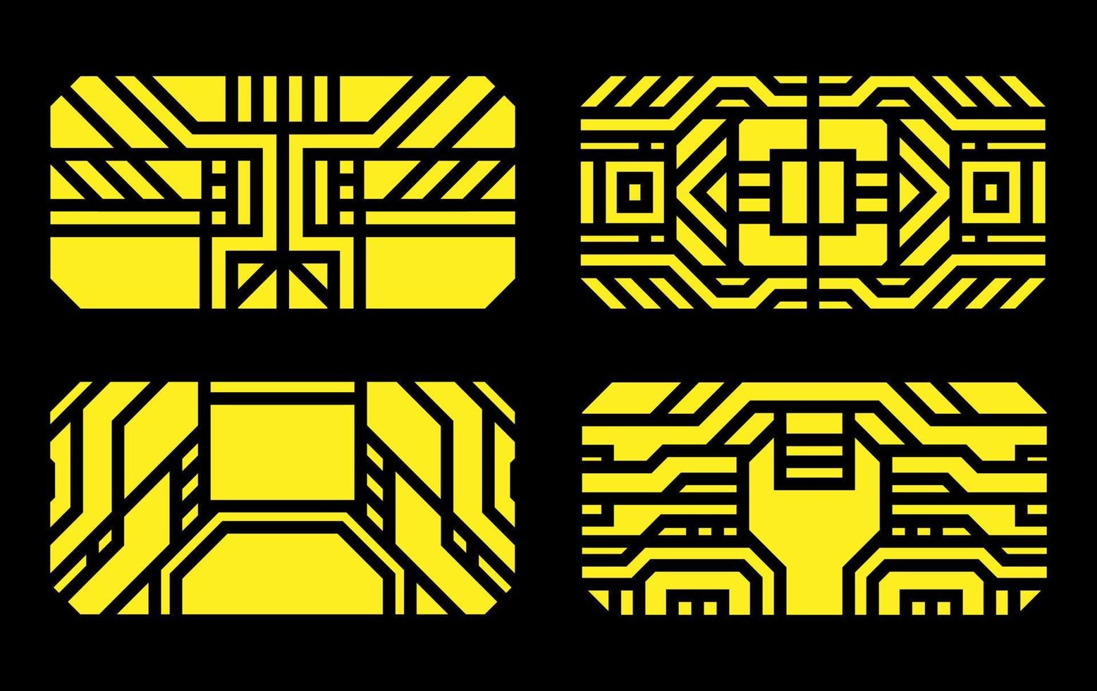 Yellow abstract modern geometric shape technology hud vector design.