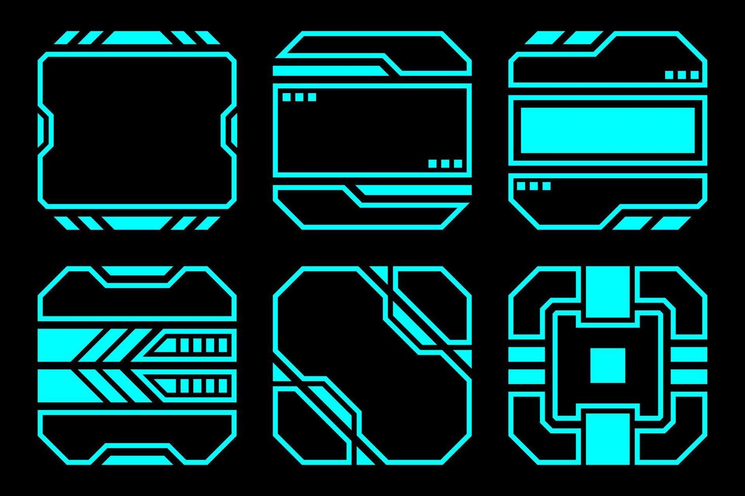 conjunto de marco de contorno de forma geométrica azul abstracto diseño de vector hud de interfaz de futuro de tecnología moderna.