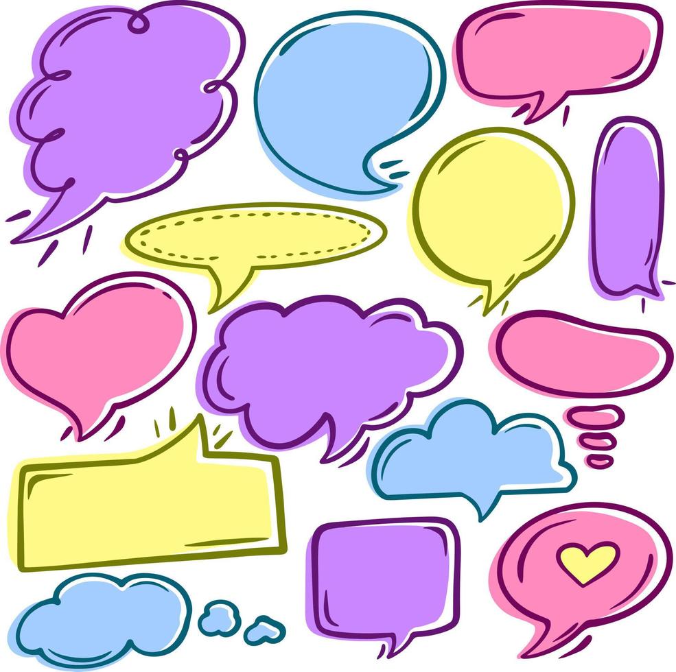 Speech Bubble Doodle Illustration Pack vector