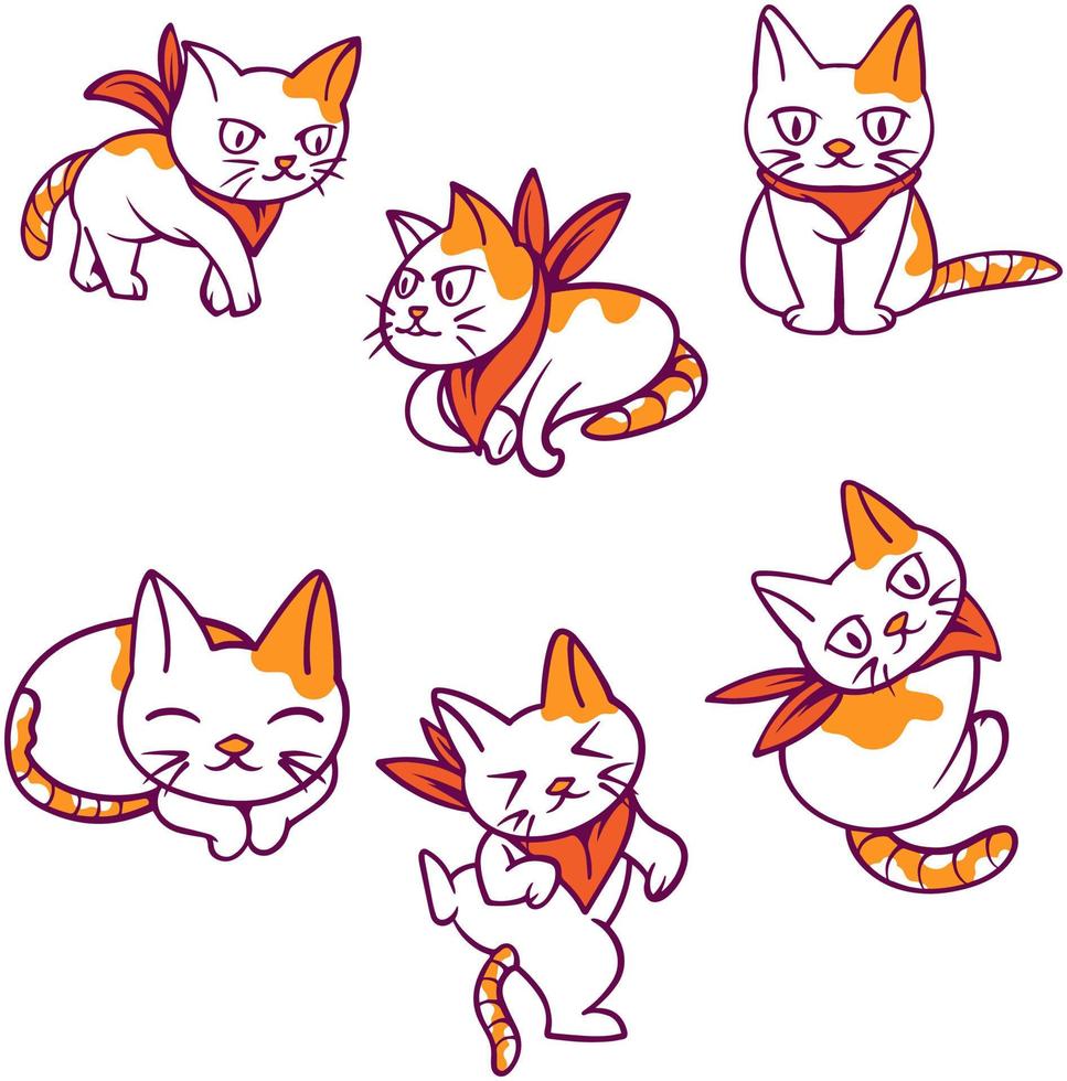 paquete de pegatinas de dibujos animados de gatos vector