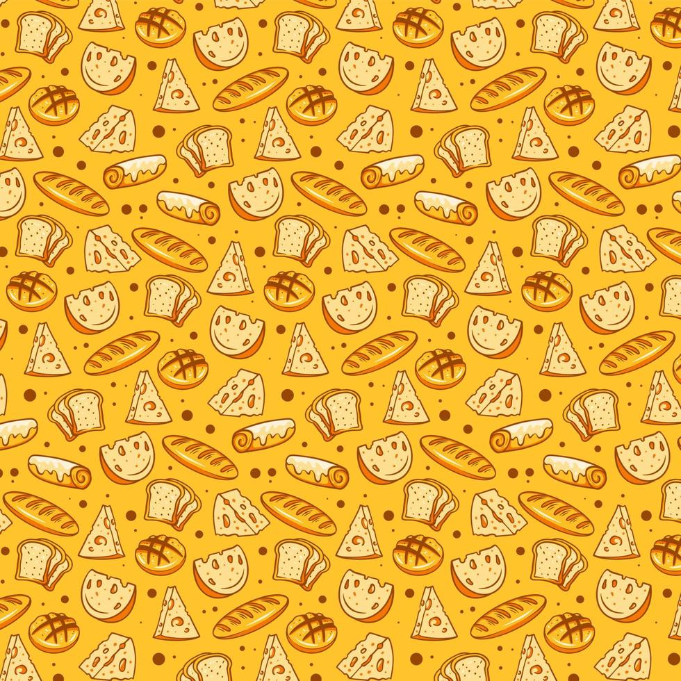 fondo de patrón de panadería de queso vector