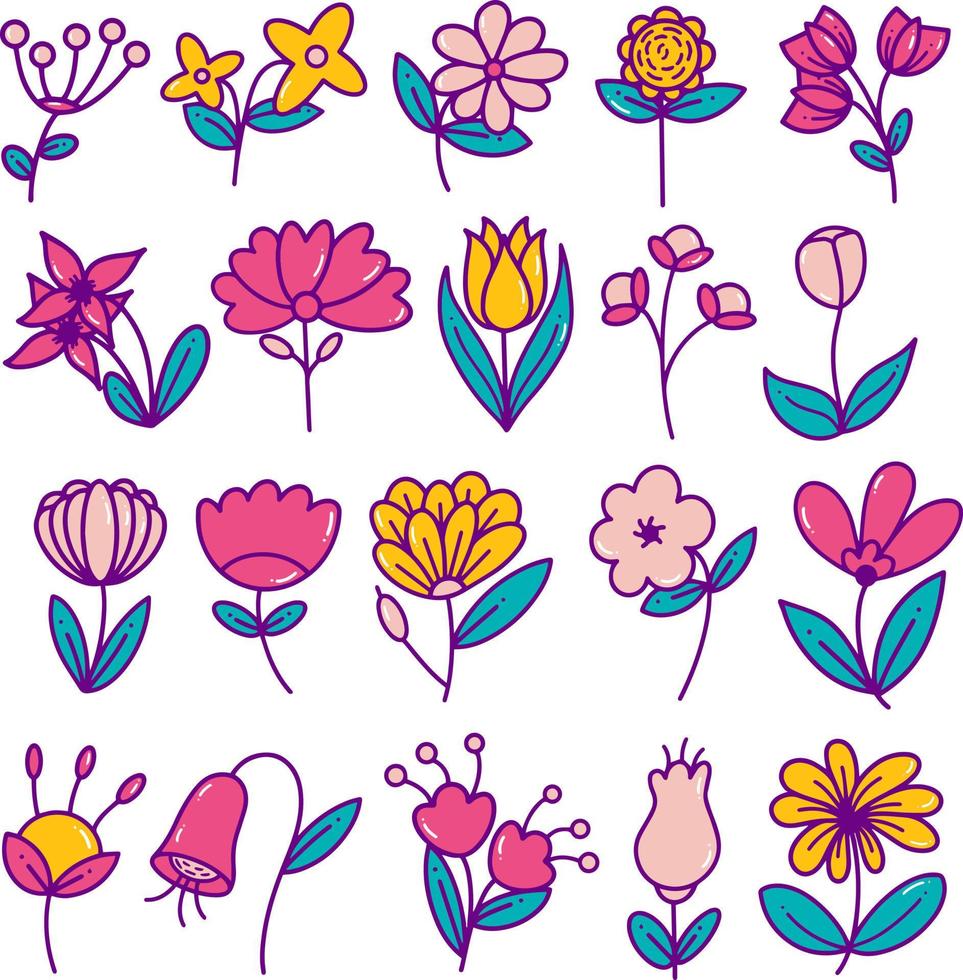 Flowers Element Doodle Illustration vector