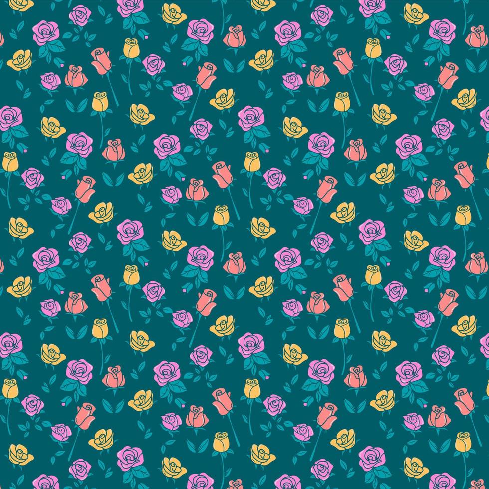 Rose Flowers Pattern Background vector