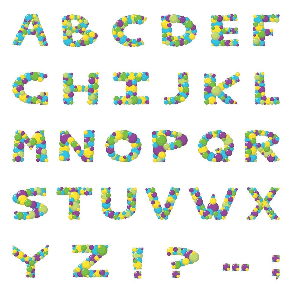 Cartoon bubble alphabet. vector