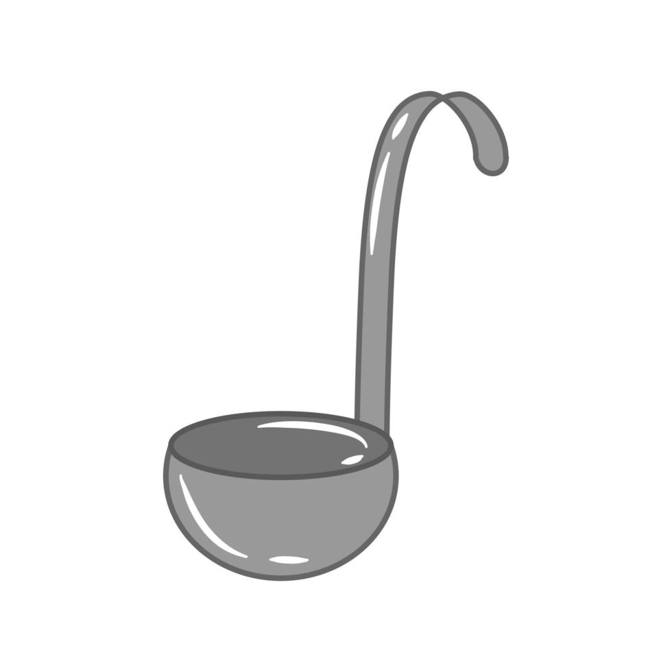 colorless Cookware set soup ladle vector