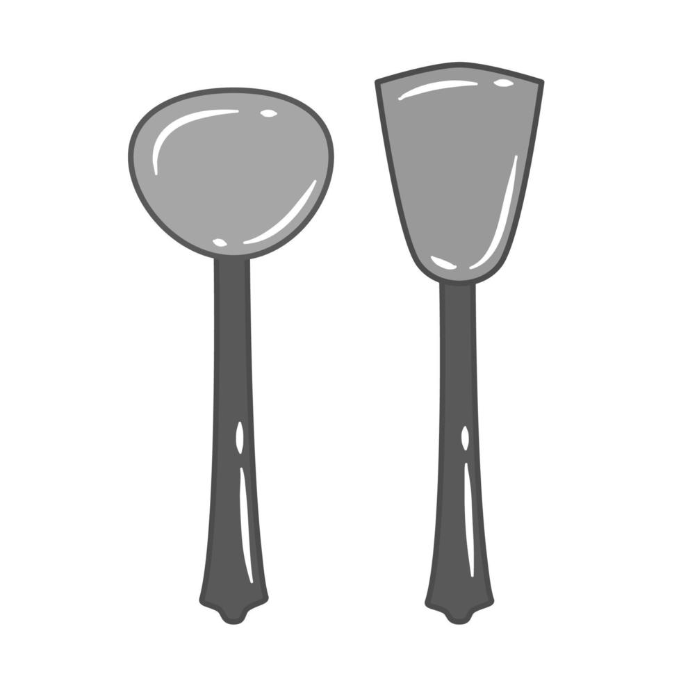 Cookware set soup ladle and solid turner vector