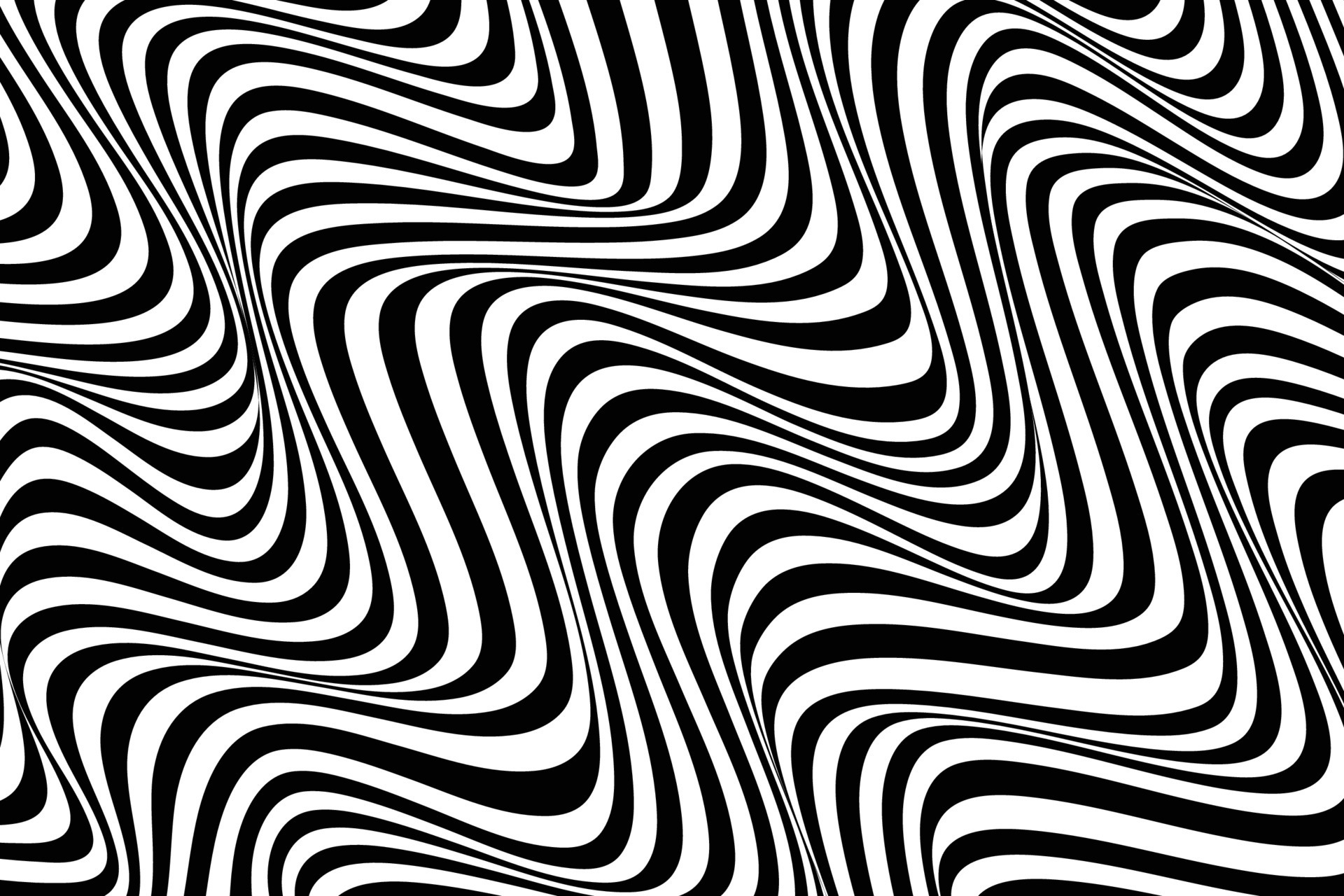 Optical illusion art. Abstract wavy stripe flow background. Black