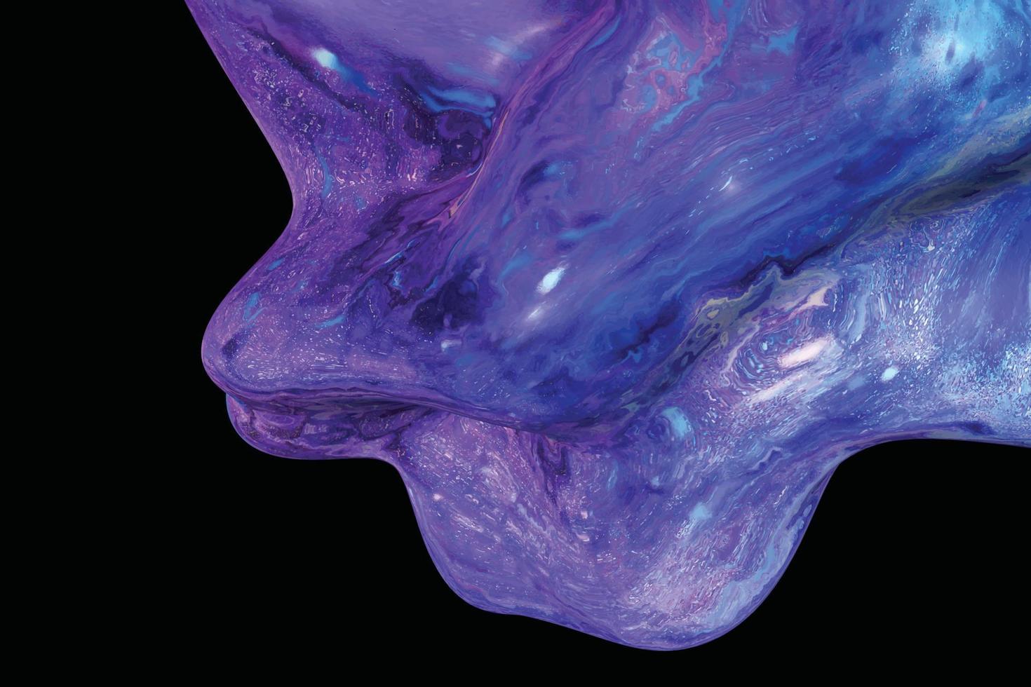 Abstract 3d twisted blue shape. Color liquid flow dynamic texture paint art vector