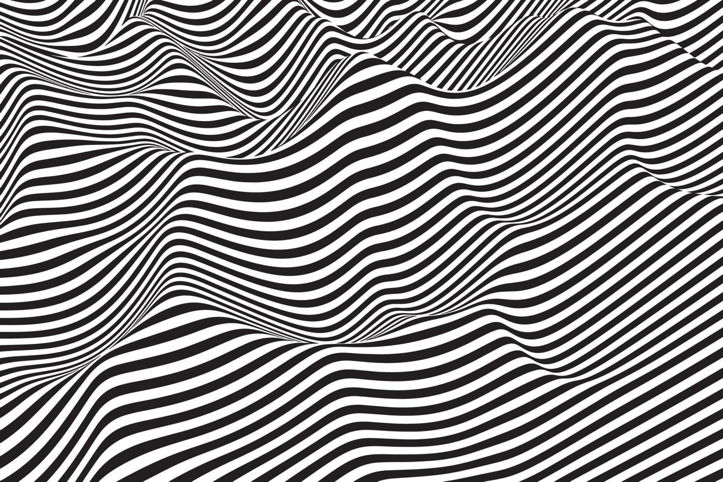 Black and white line wave background. Stylish smooth dynamic striped surface. Abstract smooth swirl pattern texture vector