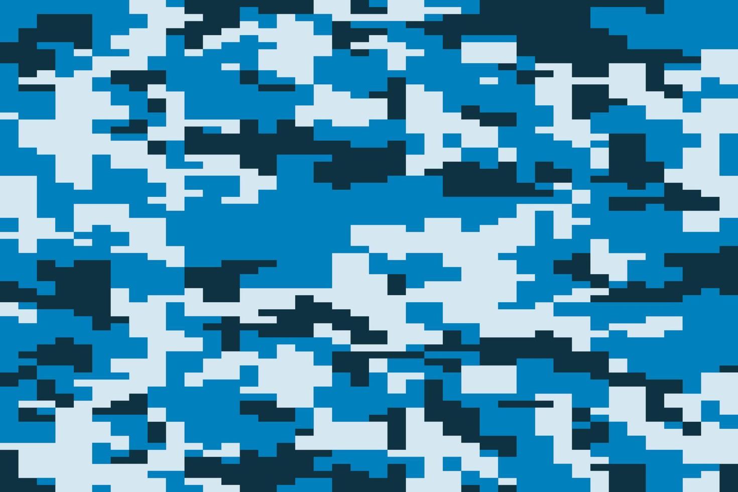 Pixelated military marine camouflage seamless pattern texture. Abstract digital pixel bit blue tileable background illustration vector