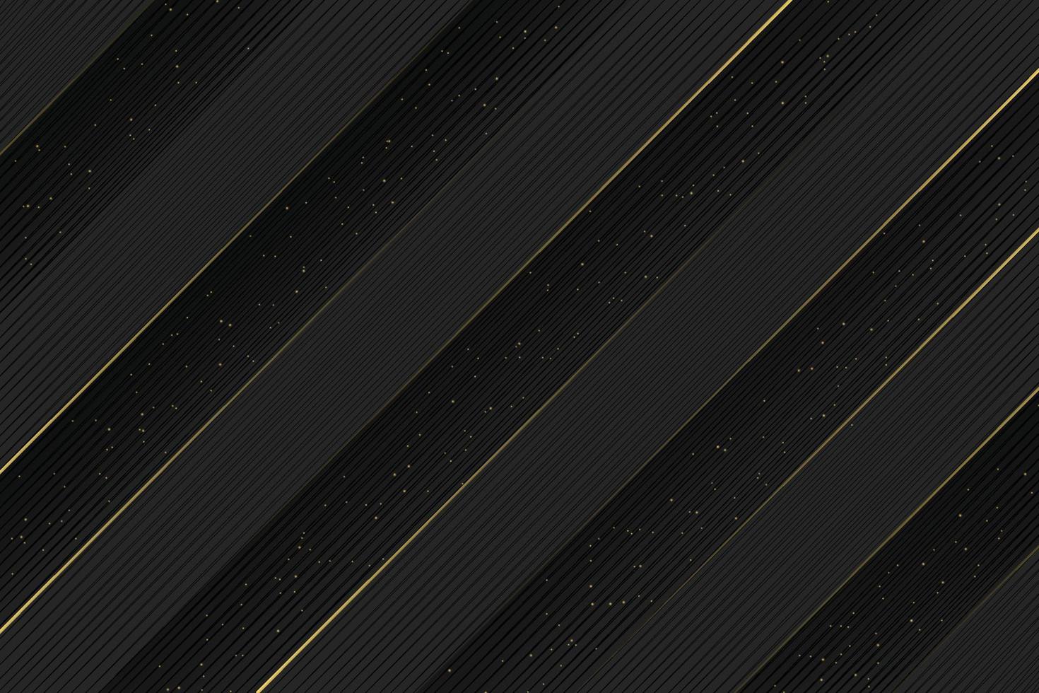 Gold glittering diagonal lines pattern on black background. Stylish background design in minimalist style vector