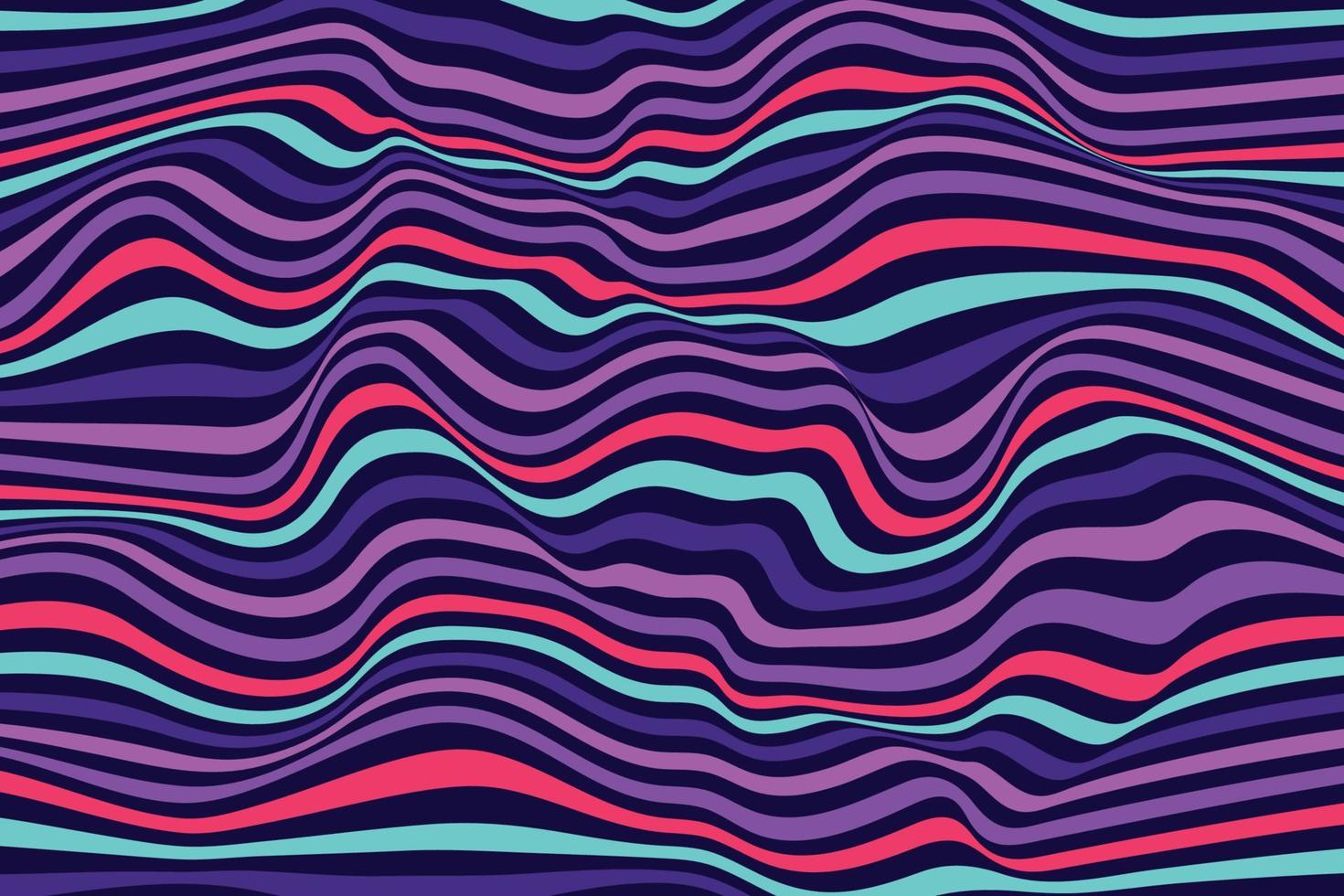 Violet wavy wallpaper surface. Multicolor curved lines background design. Trendy wave folds pattern texture vector