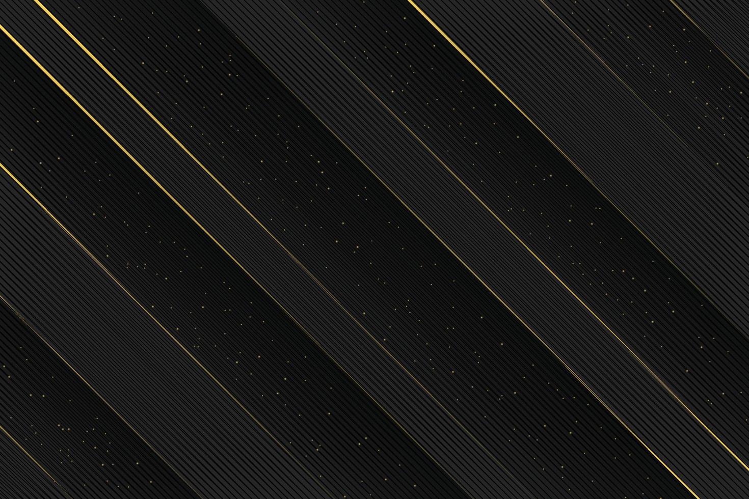 Black linear decorative background. Gold diagonal lines texture. Luxury layered wallpaper for card, web, app vector