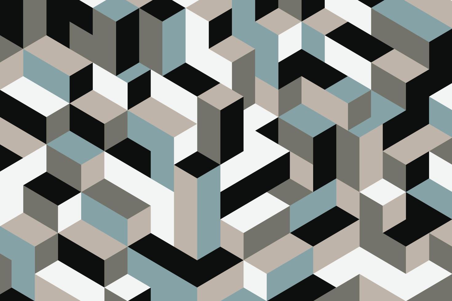 Geometric isometric mosaic vector illustration with the simplicity of abstract style