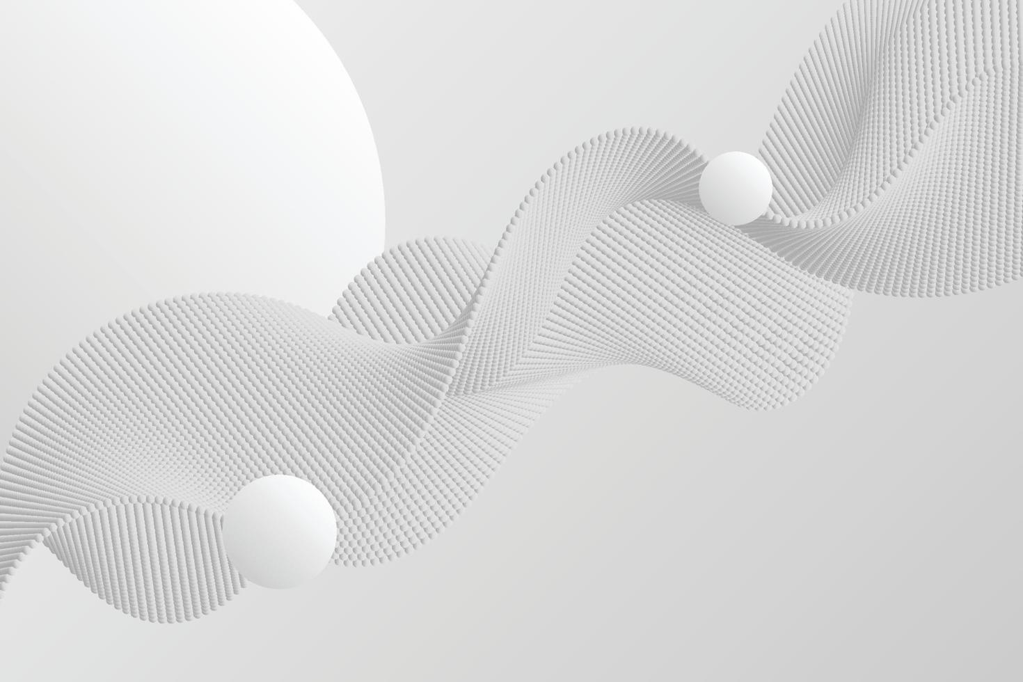 White flowing dots array of dynamic 3d particles in motion on white background vector