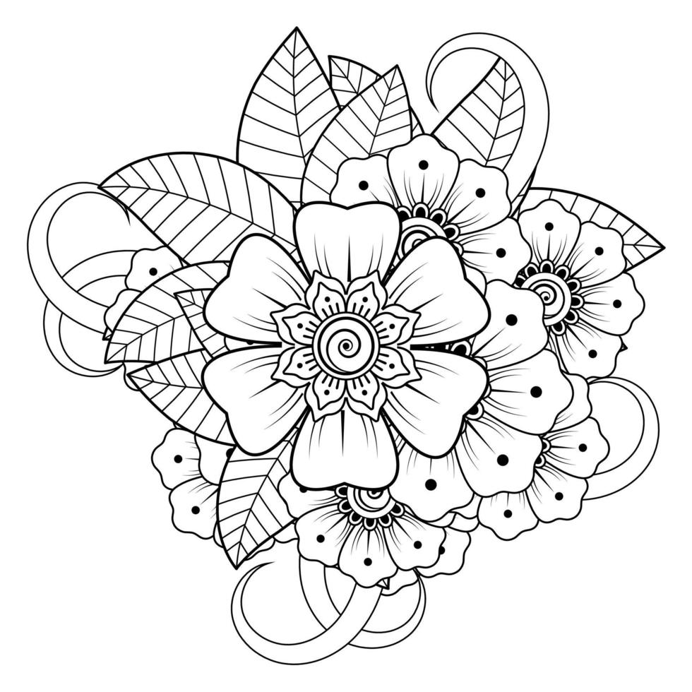 flores en blanco y negro. arte del doodle para colorear libro vector