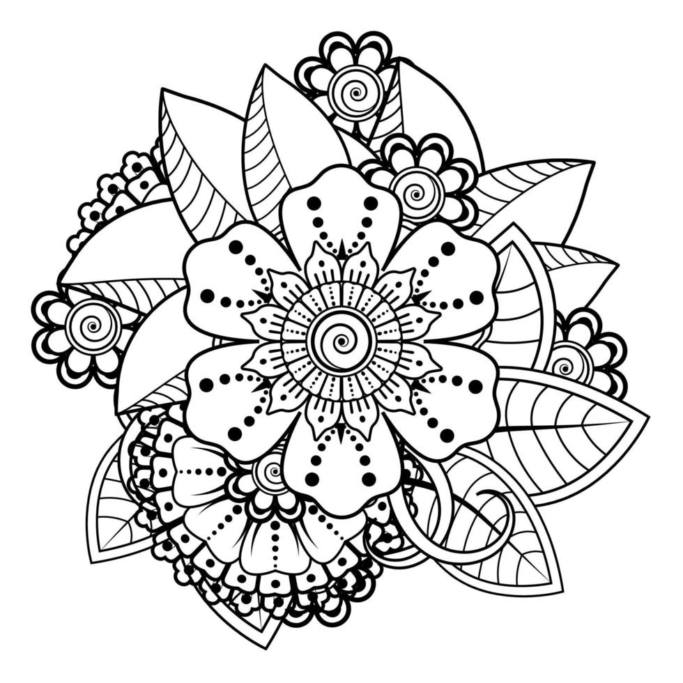 flores en blanco y negro. arte del doodle para colorear libro vector