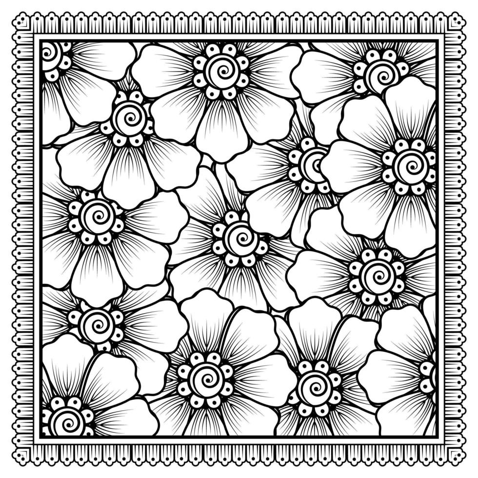 flores en blanco y negro. arte del doodle para colorear libro vector