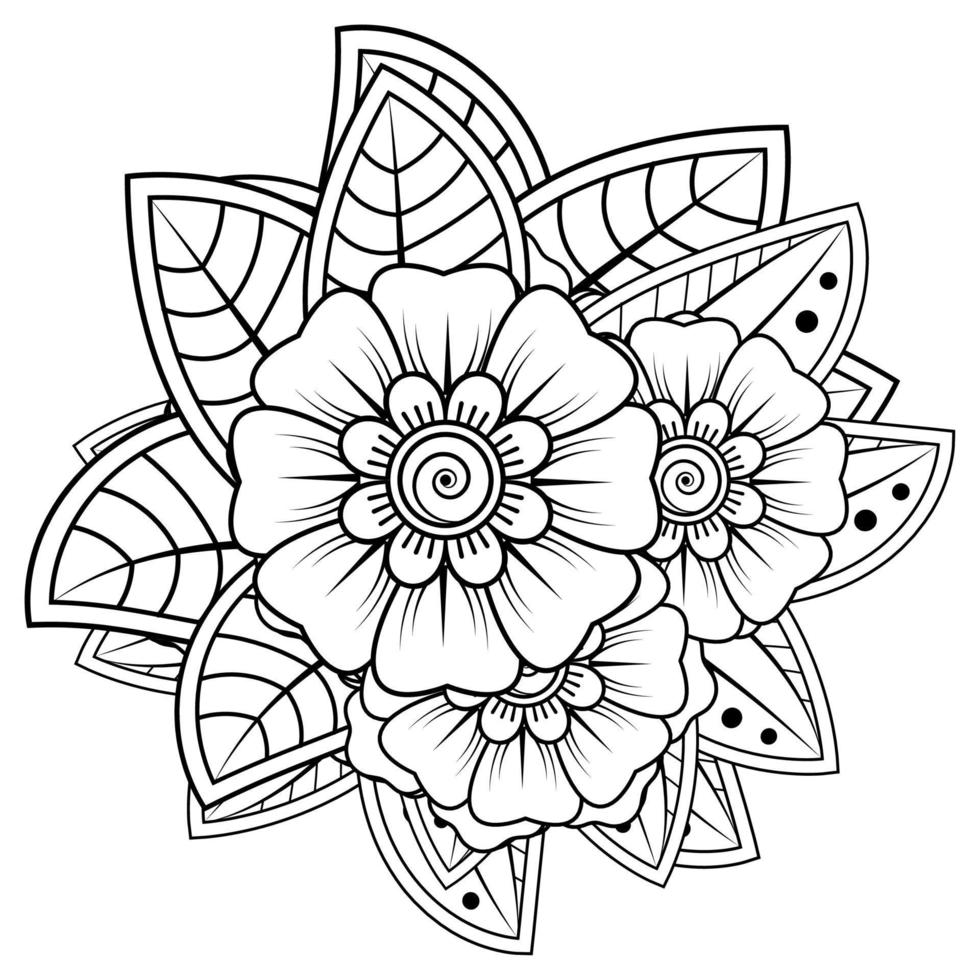 Flowers in black and white. Doodle art for coloring book vector