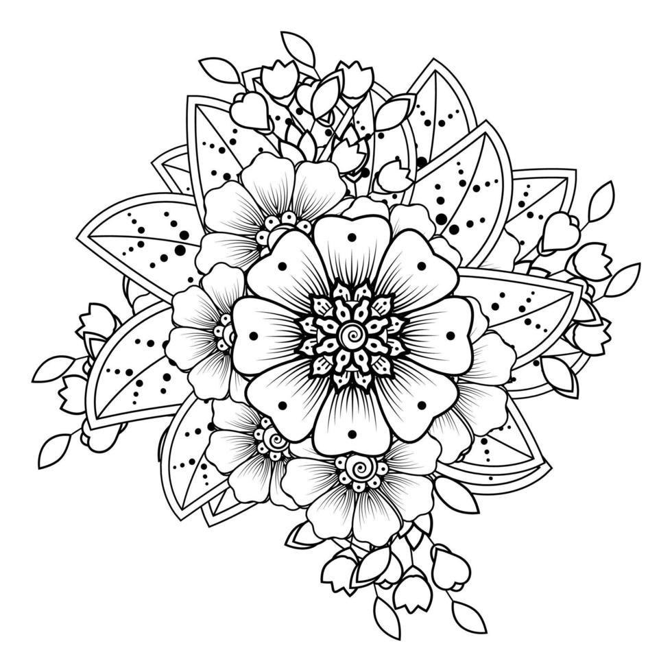 Flowers in black and white. Doodle art for coloring book vector