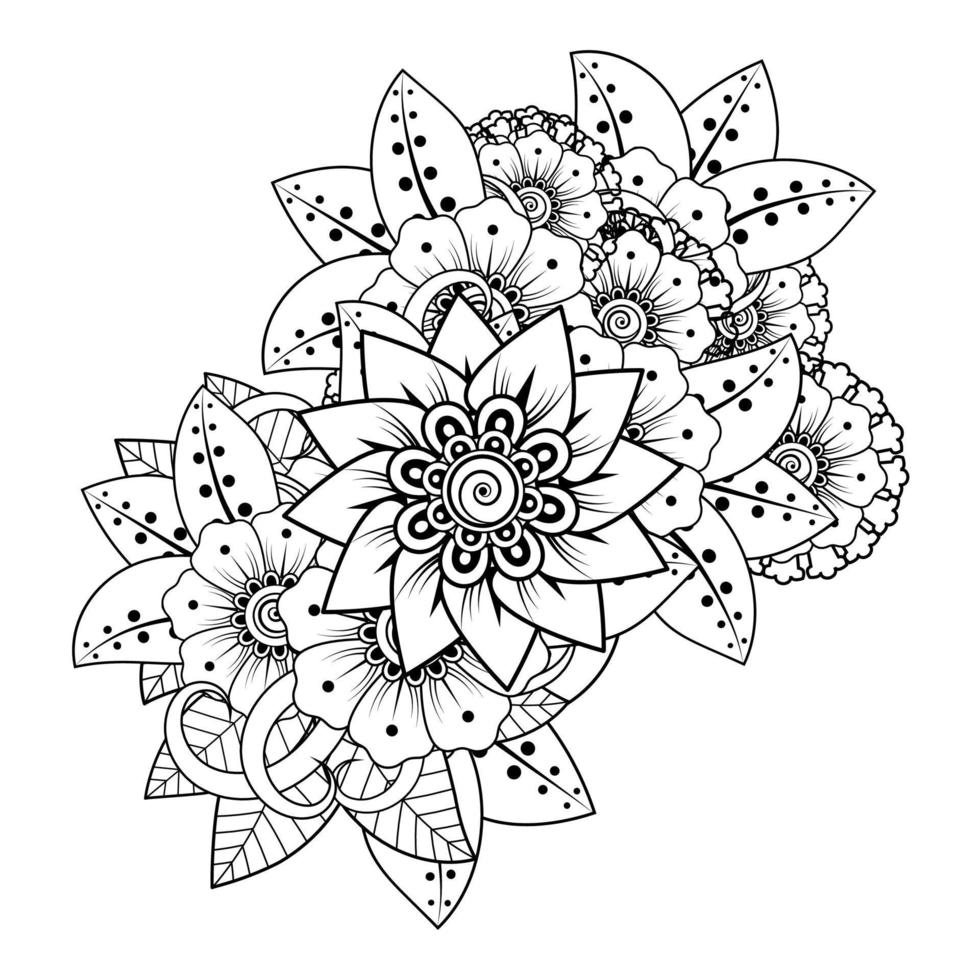 Flowers in black and white. Doodle art for coloring book vector