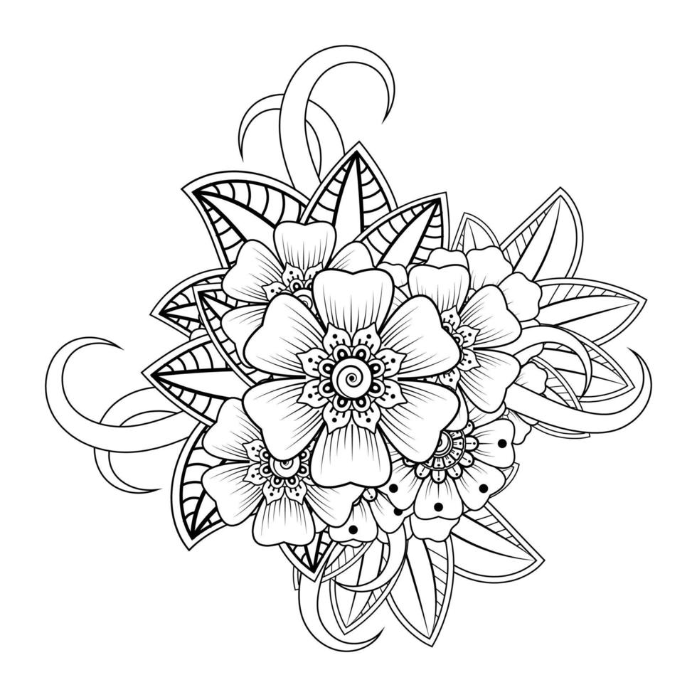 flores en blanco y negro. arte del doodle para colorear libro vector