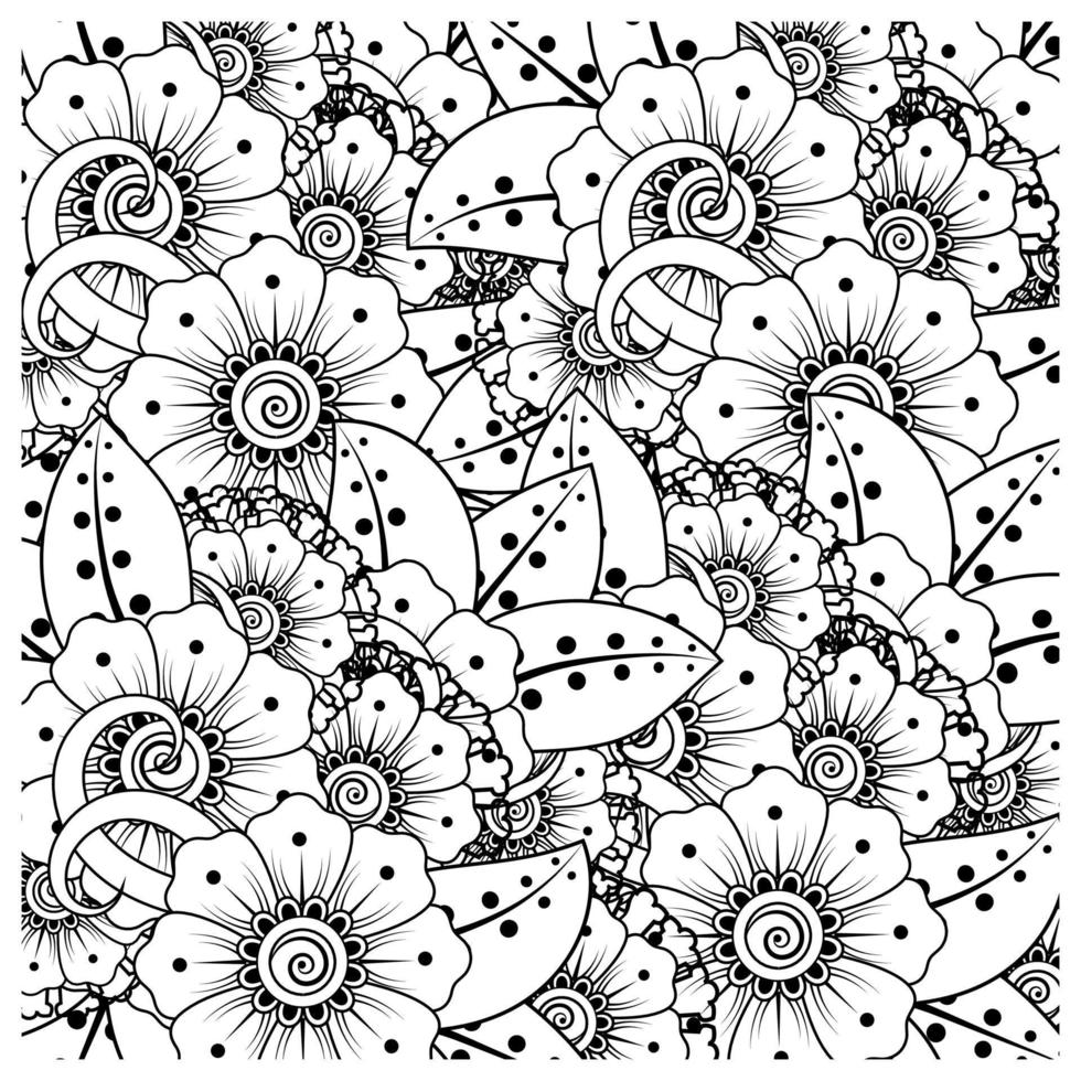 flores en blanco y negro. arte del doodle para colorear libro vector