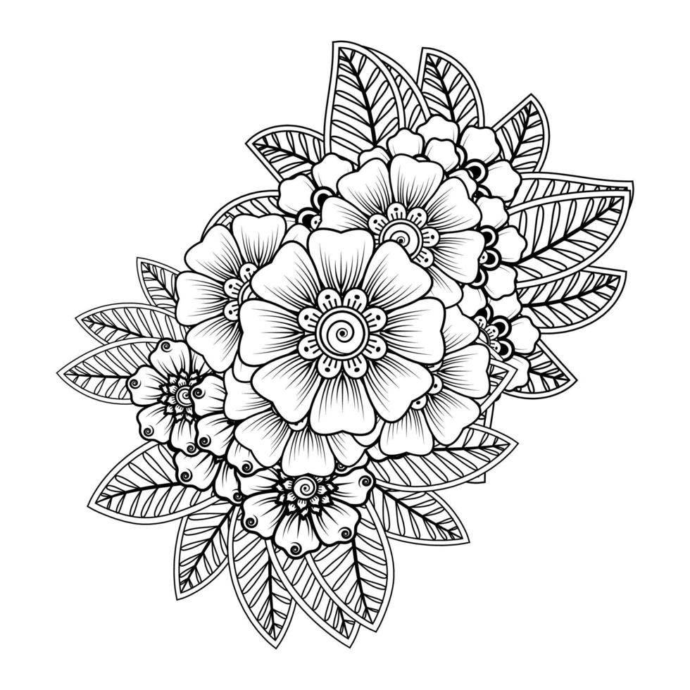 flores en blanco y negro. arte del doodle para colorear libro vector