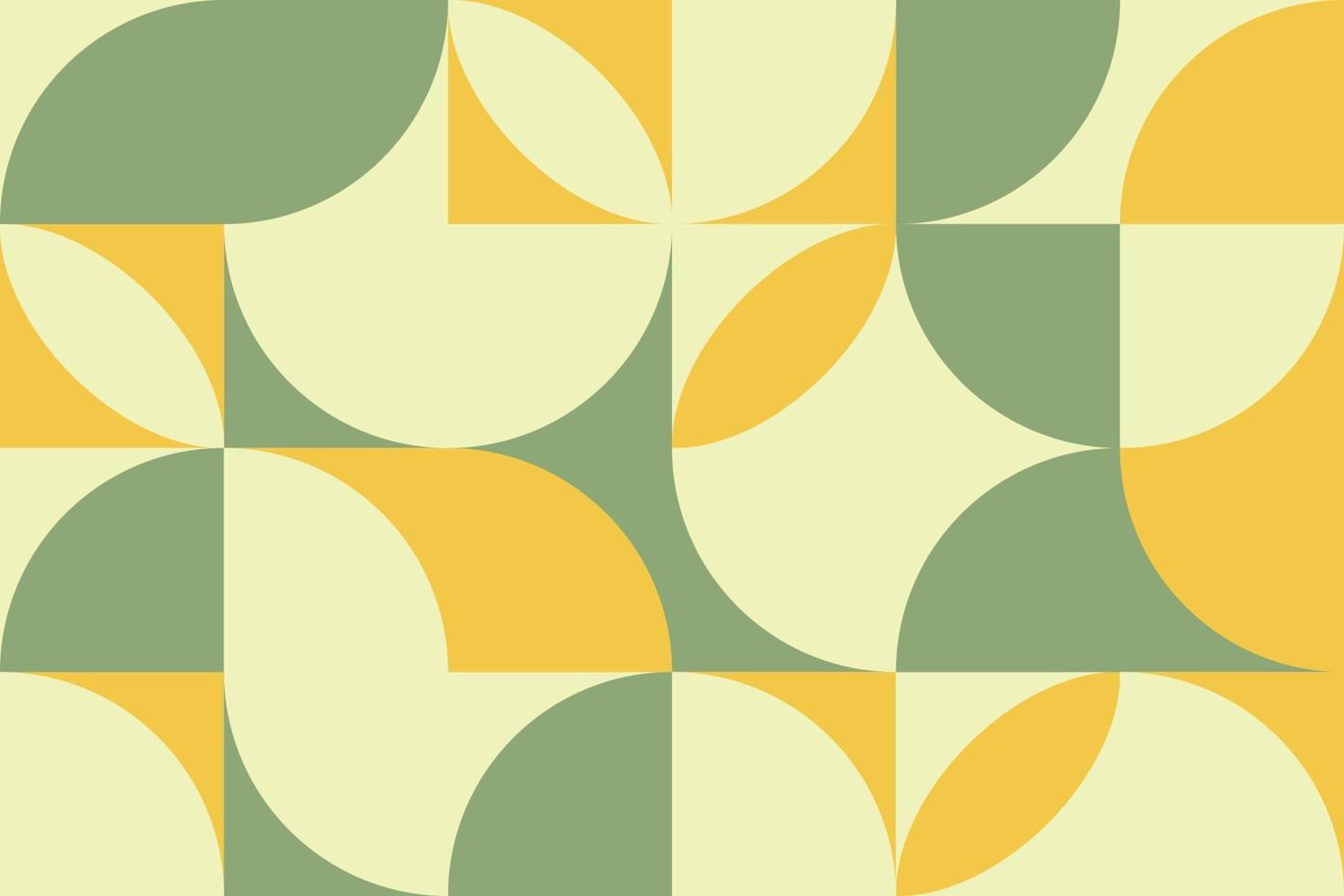 Pastel geometric seamless pattern design in Bauhaus style. Abstract complex composition in green and olive color vector