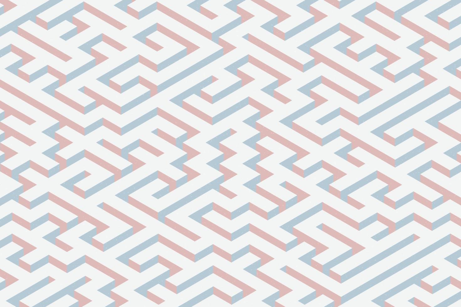 ilustración de fondo 3d de vector de laberinto sin fin pastel minimalista. patrón de laberinto isométrico con textura de ruido transparente